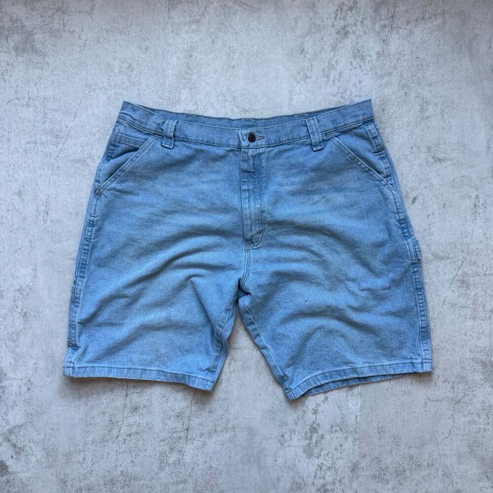 Wrangler Denim Jorts Size 38 Light Wash Cargo Work Shorts